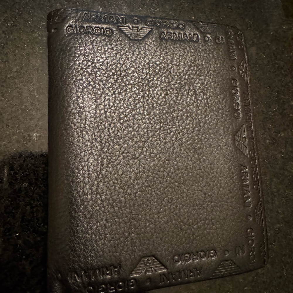 Giorgio Armani Embossed Black Bi-Fold Wallet